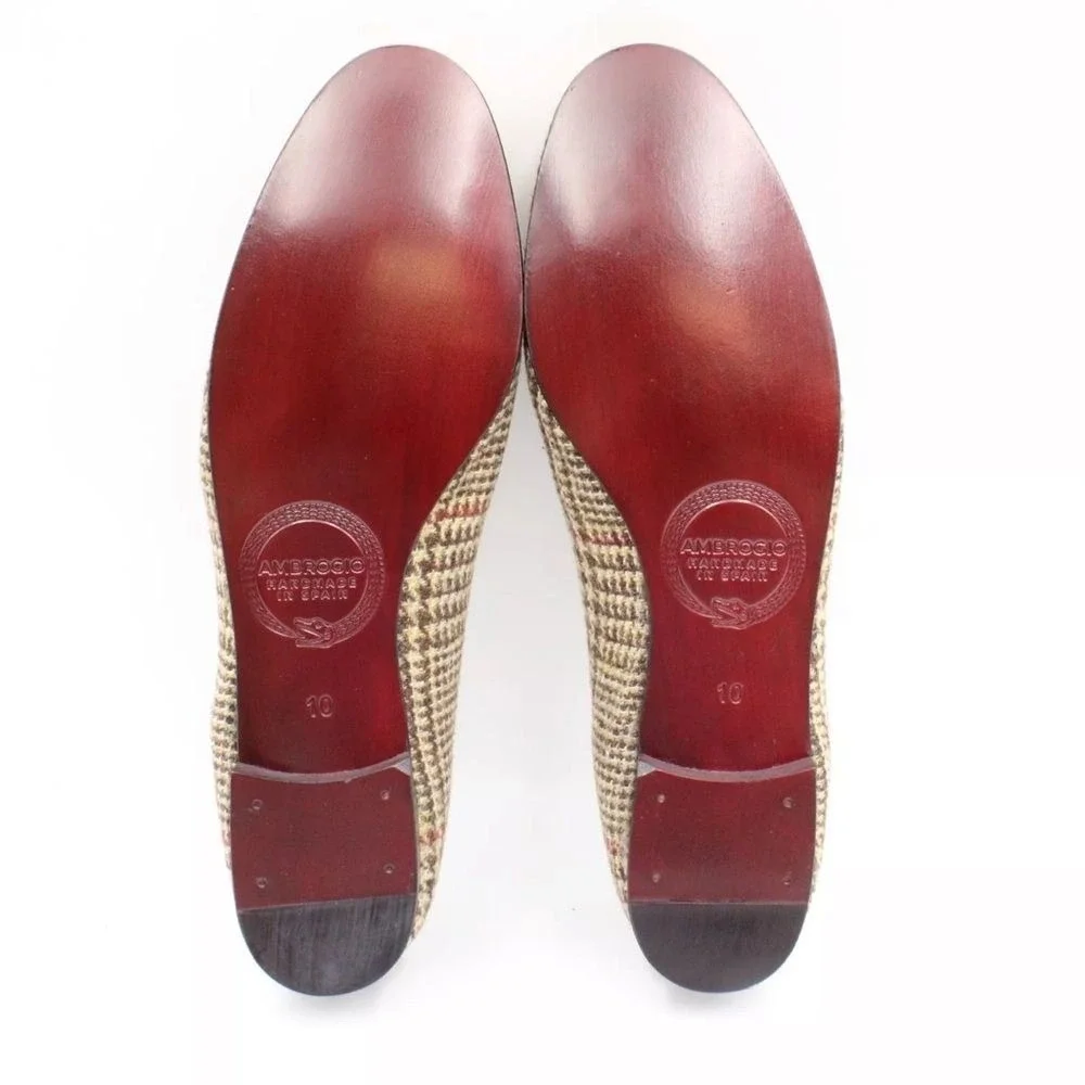 Ambrogio Dellamoda Horsebit Loafers in Rose‎ Houndstooth Size US 10
